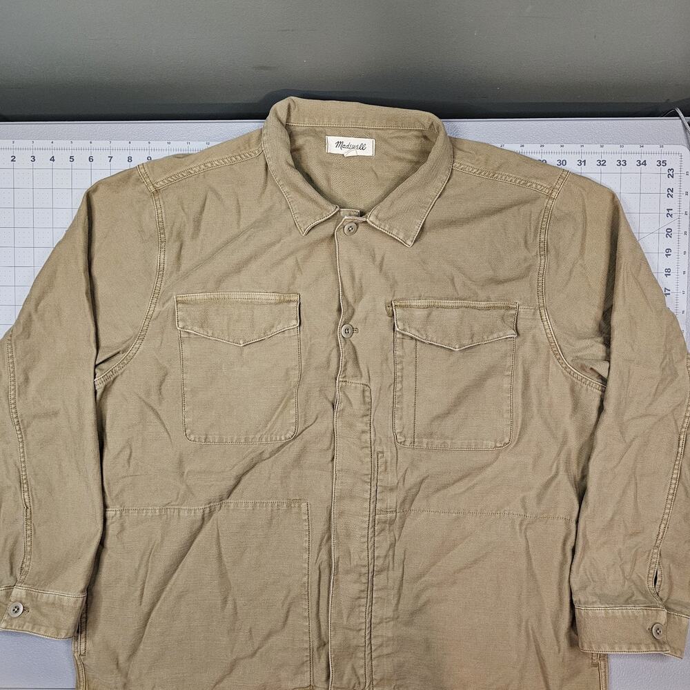 Madewell Military Shirt Jacket XXL Tan Reverse Sateen Barn Chore Garment Dyed